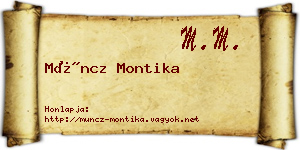 Müncz Montika névjegykártya